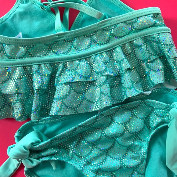 Mermaid Print Girls Swimsuits - Picture 3 of 5